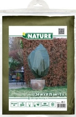 Nature Winterafdekhoes Met Koord Groen Ø75cmx1,50m 50 G/m² Set à 2 Stuks